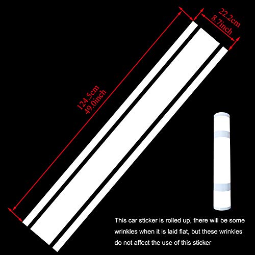 49"x 8.7" Car Hood Stripe Sticker Auto Racing Stripes Body Side Decal Hood Stripe Decal Vinyl Stripe Sticker Decoration image 14