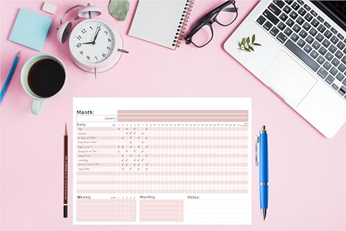 Habit Tracker Calendar - Inspirational Habit Journal - 12 Sheets Daily Habit Tracker Journal and Goal Board - Motivational Goal Journal - Great Tool For Productivity And Workout (Design-23) image 5
