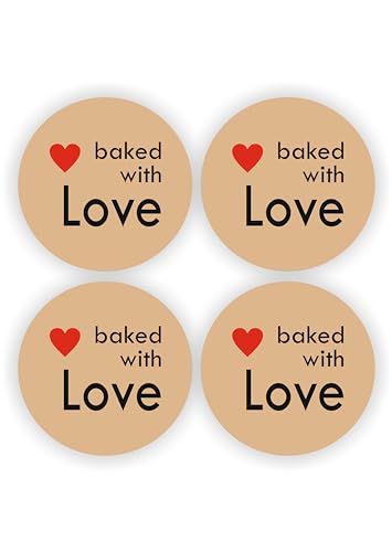 Kraft, 80 Pieces, 2inches, Round, Unique Designs, Self-Adhesive Stickers Labels Roll Decor Tags for Baking Packages, Homemade Gifts, Small Business Supplies