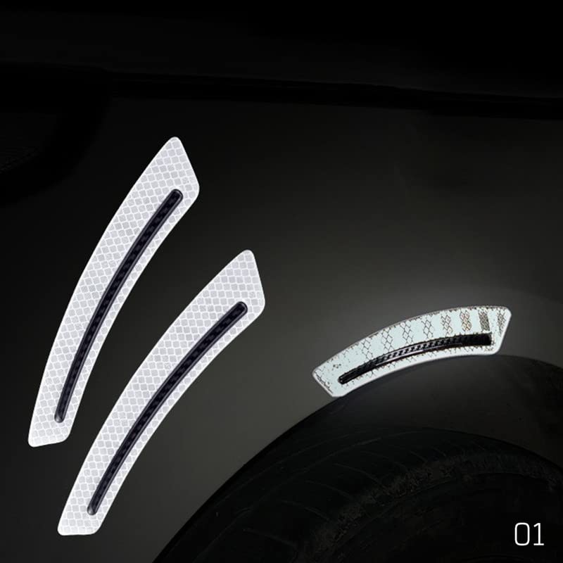 2pc Car Wheel Eyebrow Fender Reflective Stickers Decals Carbon Fiber Strip image 2