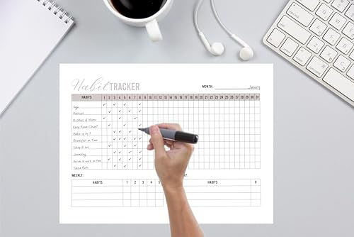 Habit Tracker Calendar - Inspirational Habit Journal - 12 Sheets Daily Habit Tracker Journal and Goal Board - Motivational Goal Journal - Great Tool For Productivity And Workout (Design-22) image 3
