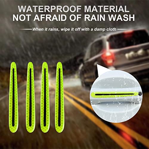 4PCS Car Door Handle Protector Reflective Stickers, 3D Car Door Handle Cup Scratches Protective Films, Night Visibility Safety Warning Decal image 9