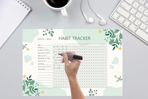Habit Tracker Calendar - Inspirational Habit Journal - 12 Sheets Daily Habit Tracker Journal and Goal Board - Motivational Goal Journal - Great Tool For Productivity And Workout (Design-28) image 2
