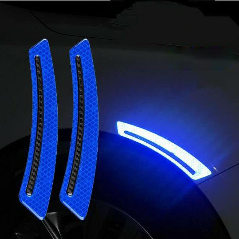 2pc Car Wheel Eyebrow Fender Reflective Stickers Decals Carbon Fiber Strip image 8