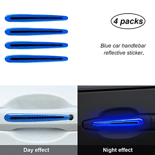 4PCS Car Door Handle Protector Reflective Stickers, 3D Car Door Handle Cup Scratches Protective Films, Night Visibility Safety Warning Decal image 3