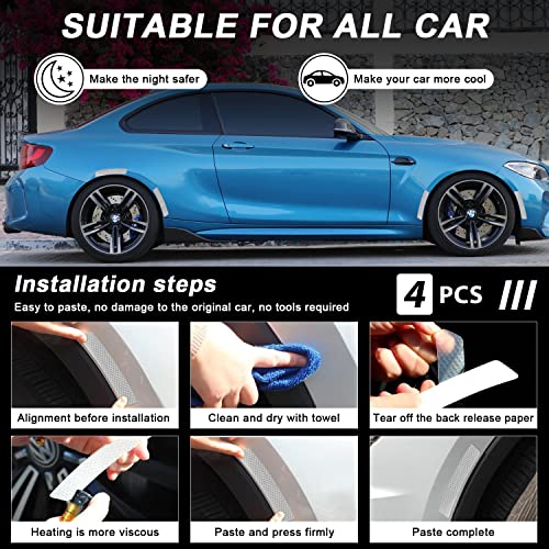 4 Pcs Car Reflective Trim Side Marker Stickers, Automotive Exterior Accessories Door Reflector Guard Wheel Well Arch, Side Bumper Fenders image 4