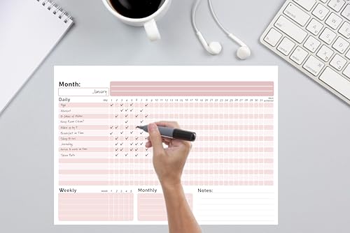 Habit Tracker Calendar - Inspirational Habit Journal - 12 Sheets Daily Habit Tracker Journal and Goal Board - Motivational Goal Journal - Great Tool For Productivity And Workout (Design-23) image 4