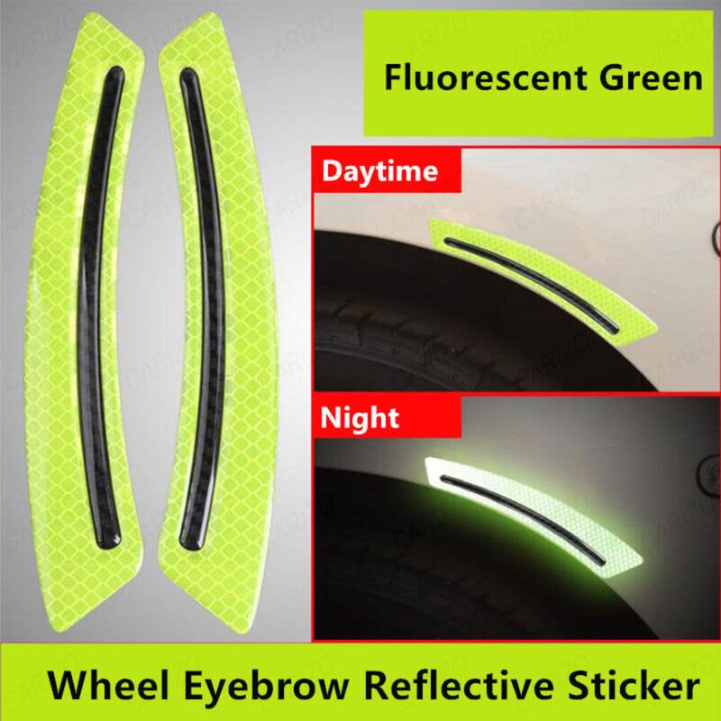 2pc Car Wheel Eyebrow Fender Reflective Stickers Decals Carbon Fiber Strip image 11