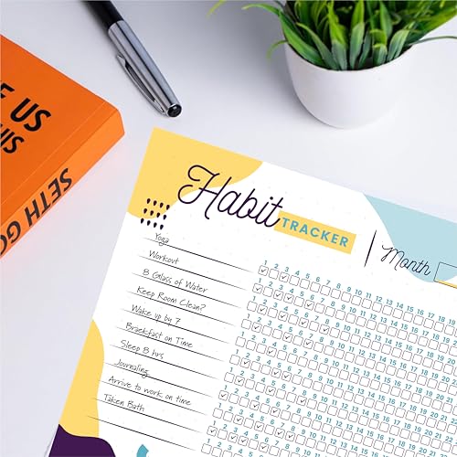 Habit Tracker Calendar - Inspirational Habit Journal - 12 Sheets Daily Habit Tracker Journal and Goal Board - Motivational Goal Journal - Great Tool For Productivity And Workout (Design-24) image 4