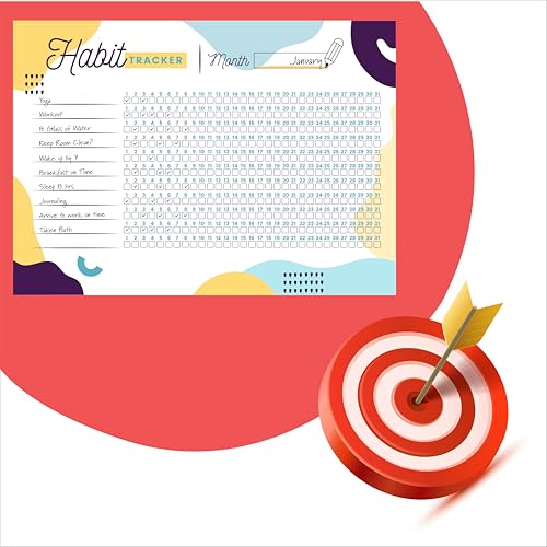 Habit Tracker Calendar - Inspirational Habit Journal - 12 Sheets Daily Habit Tracker Journal and Goal Board - Motivational Goal Journal - Great Tool For Productivity And Workout (Design-24) image 5