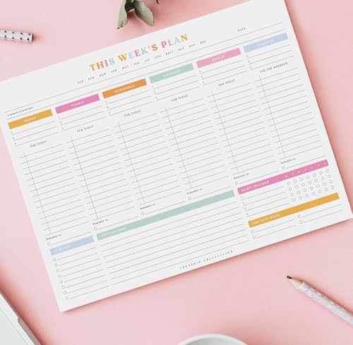 Weekly Planner - 10 sheets, 9 x 11.5 inches, Clean Colorful Design, Perfect for Work, School, Projects, and Entrepreneurs, Habit Tracker image 6