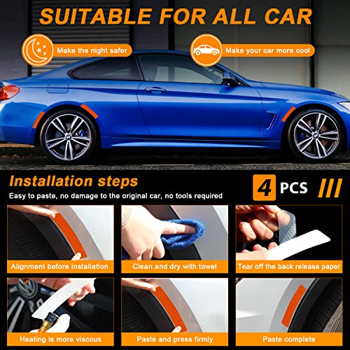 4 Pcs Car Reflective Trim Side Marker Stickers, Automotive Exterior Accessories Door Reflector Guard Wheel Well Arch, Side Bumper Fenders image 17