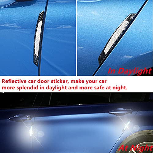 4Pcs Reflective Car Door Edge Guard Stickers Carbon Fiber Auto Car Door Edge Bump Protector Sticker image 13