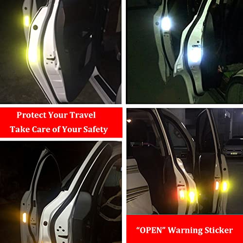 4 pcs Car Reflective Stickers Night Visibility Warning Reflective Door Open Sign Tape Universal Adhesive for Auto 9.5 x 2.5cm image 5