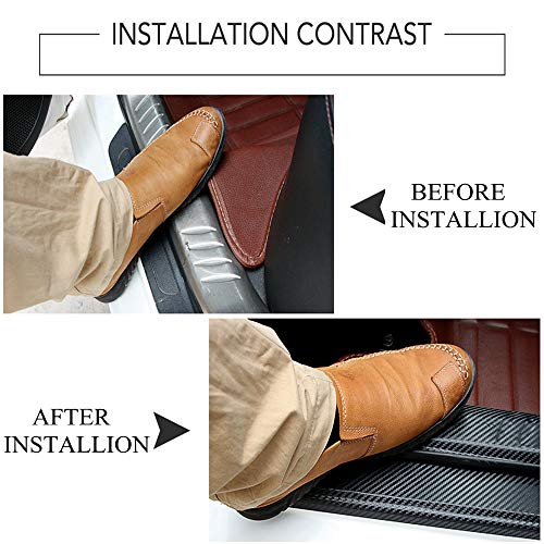 4Pcs 23.6Inch Car Door Sill Protector, Automotive Door Sill Scuff Plate Film Carbon Fiber Vinyl Wrap Stickers, Anti Scratch Entry Guard image 6