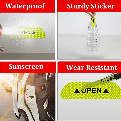 4 pcs Car Reflective Stickers Night Visibility Warning Reflective Door Open Sign Tape Universal Adhesive for Auto 9.5 x 2.5cm image 6