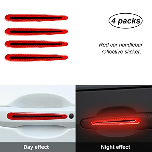 4PCS Car Door Handle Protector Reflective Stickers, 3D Car Door Handle Cup Scratches Protective Films, Night Visibility Safety Warning Decal image 15