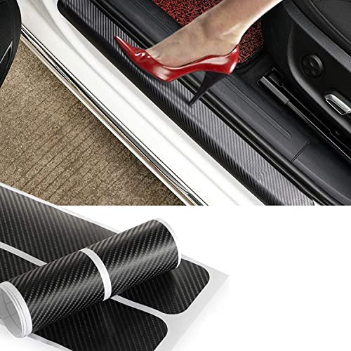 4pcs Carbon Fibre Sticker Car Door Sill Scuff Guard, Welcome Pedal Protect, Anti-Kick Scratch CAR Foot Steps image 1
