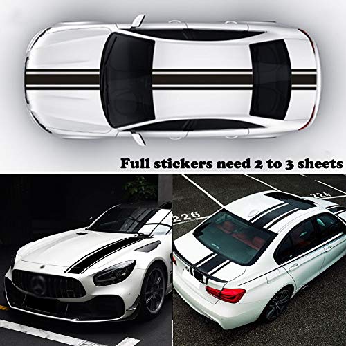 49"x 8.7" Car Hood Stripe Sticker Auto Racing Stripes Body Side Decal Hood Stripe Decal Vinyl Stripe Sticker Decoration image 5