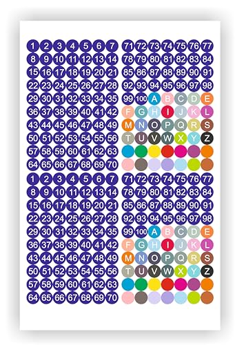 1-100 Number Stickers (200 Pcs), A-Z Alphabets Stickers (52 Pcs), Colour Dots (28 Pcs) Small Size Labels, 25 mm, Vinyl, Multicolour, 280 Labels image 1