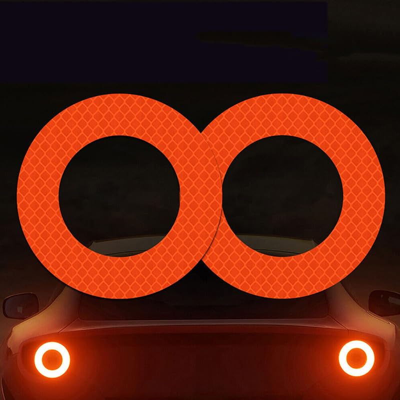 5 Pcs Ring (Dia 85 MM) Car Truck Bumper Safety Reflective Warning Strip Night Driving Riding Safety Stickers Motorcycle Bicycles Safety Sticker image 9