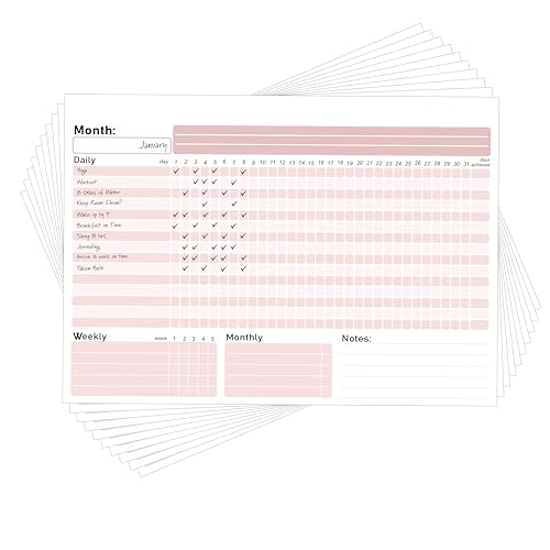 Habit Tracker Calendar - Inspirational Habit Journal - 12 Sheets Daily Habit Tracker Journal and Goal Board - Motivational Goal Journal - Great Tool For Productivity And Workout (Design-23) image 3