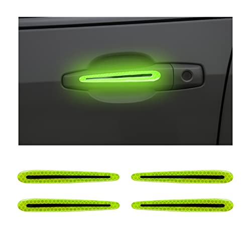 4PCS Car Door Handle Protector Reflective Stickers, 3D Car Door Handle Cup Scratches Protective Films, Night Visibility Safety Warning Decal image 6