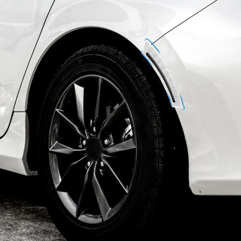 2pc Car Wheel Eyebrow Fender Reflective Stickers Decals Carbon Fiber Strip image 3