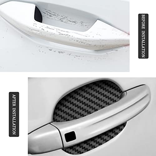 4Pcs Car Door Handle Cup Stickers, Carbon Fiber Scratch Auto Door Protective Film, Non-Marking Car Door Bowl Protector,Handle Paint Cover Guard - Carbon Fibre image 5
