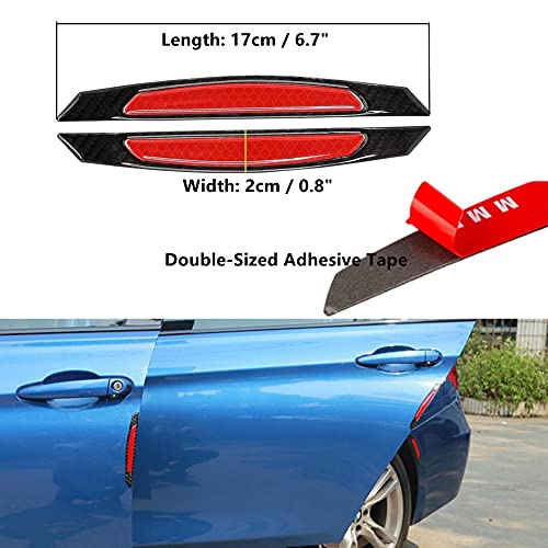 4Pcs Reflective Car Door Edge Guard Stickers Carbon Fiber Auto Car Door Edge Bump Protector Sticker image 6