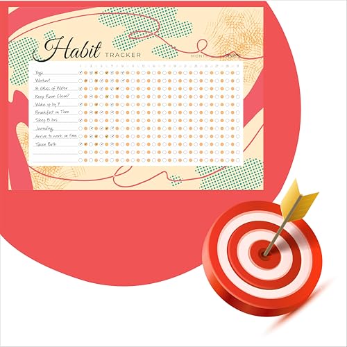 Habit Tracker Calendar - Inspirational Habit Journal - 12 Sheets Daily Habit Tracker Journal and Goal Board - Motivational Goal Journal - Great Tool For Productivity And Workout (Design-25) image 6