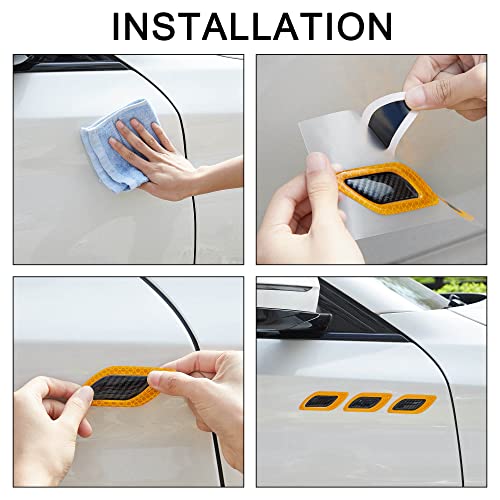 6Pcs 3D Strong Reflective Stripe Sticker for Car Fender Hood Bumper High-Intensity Night Visibility Reflective Decal Safety Warning Diamond Grade Carbon Fiber Universal for Car SUV image 20