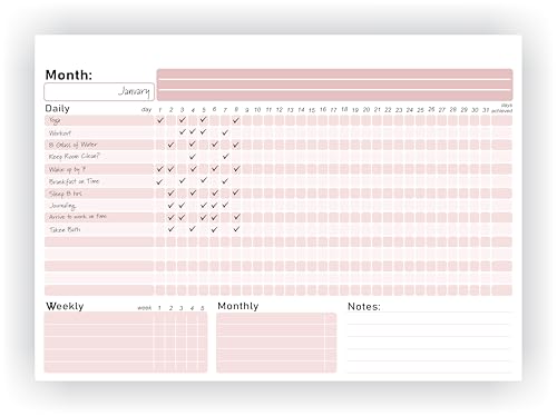 Habit Tracker Calendar - Inspirational Habit Journal - 12 Sheets Daily Habit Tracker Journal and Goal Board - Motivational Goal Journal - Great Tool For Productivity And Workout (Design-23) image 2