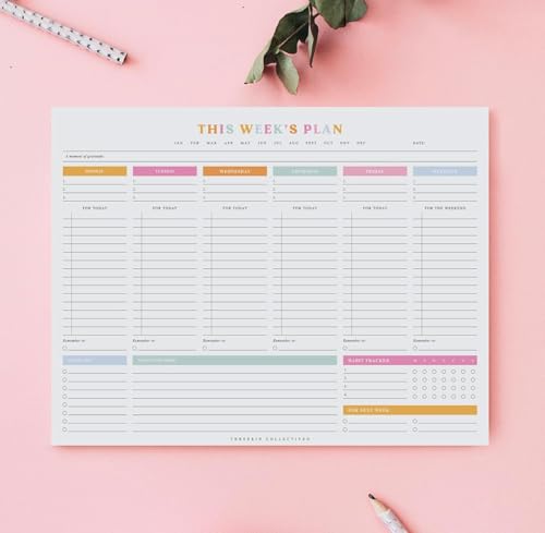 Weekly Planner - 10 sheets, 9 x 11.5 inches, Clean Colorful Design, Perfect for Work, School, Projects, and Entrepreneurs, Habit Tracker image 5