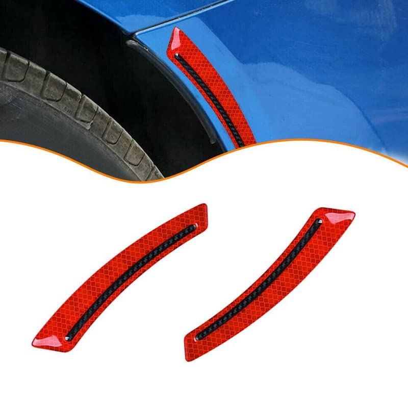 2pc Car Wheel Eyebrow Fender Reflective Stickers Decals Carbon Fiber Strip image 16