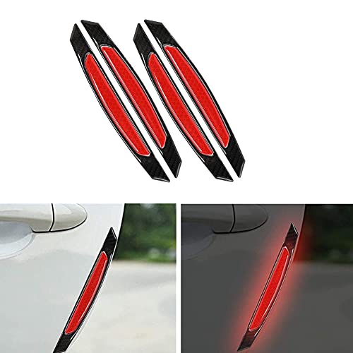 4Pcs Reflective Car Door Edge Guard Stickers Carbon Fiber Auto Car Door Edge Bump Protector Sticker image 5