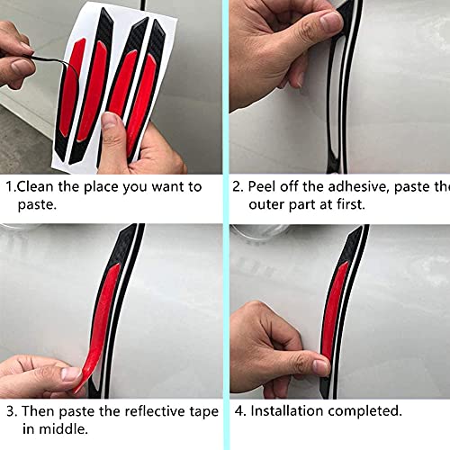 4Pcs Reflective Car Door Edge Guard Stickers Carbon Fiber Auto Car Door Edge Bump Protector Sticker image 7