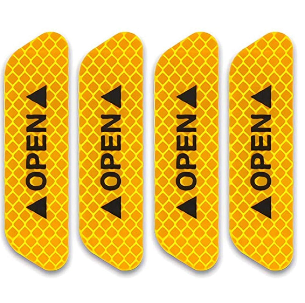 Yellow Car Door Open Reflective Warning Stickers - 4 Pcs