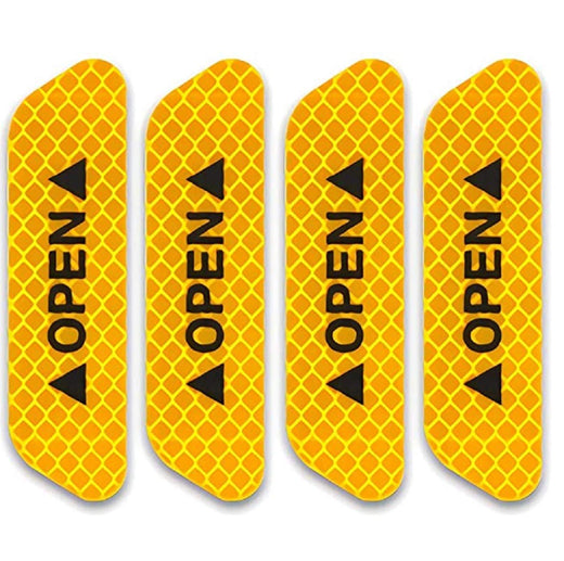 Yellow Car Door Open Reflective Warning Stickers - 4 Pcs