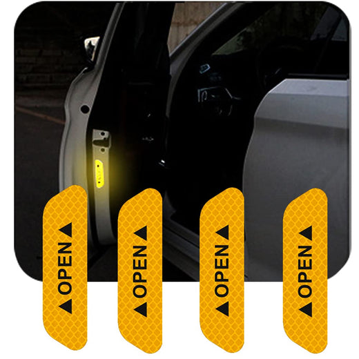 Orange Car Door Open Reflective Warning Stickers - 4 Pcs