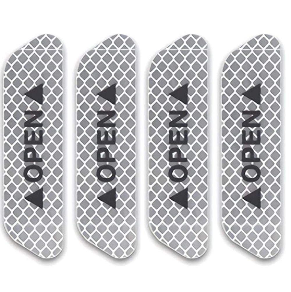 White Car Door Open Reflective Warning Stickers - 4 Pcs
