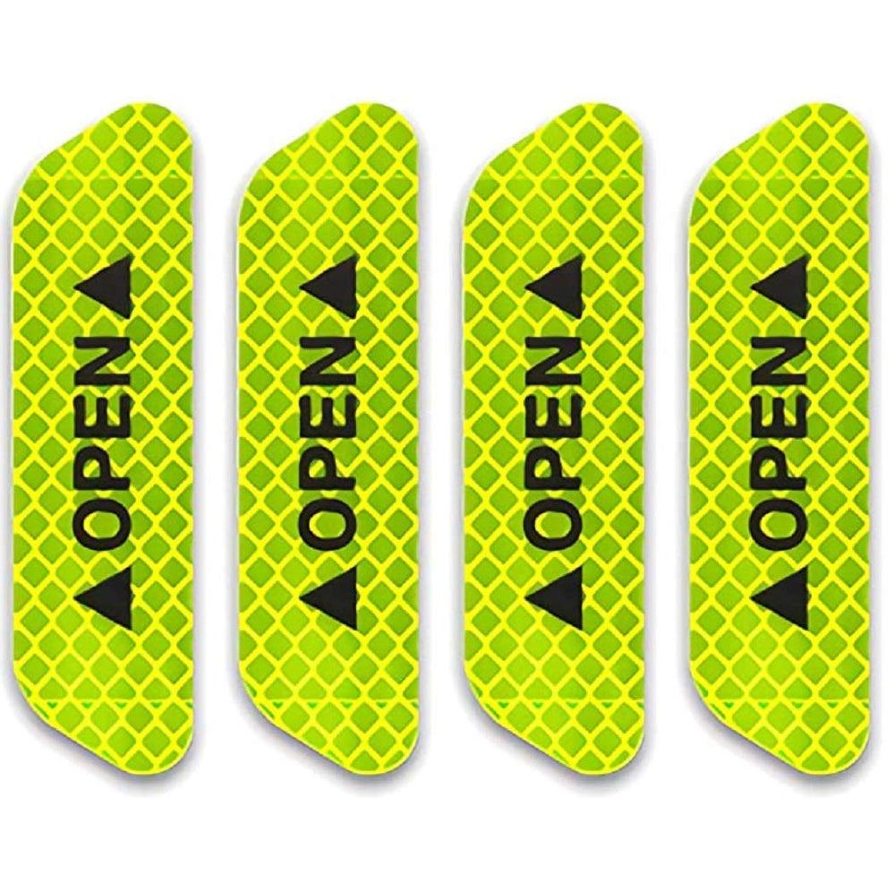 Green Car Door Open Reflective Warning Stickers - 4 Pcs