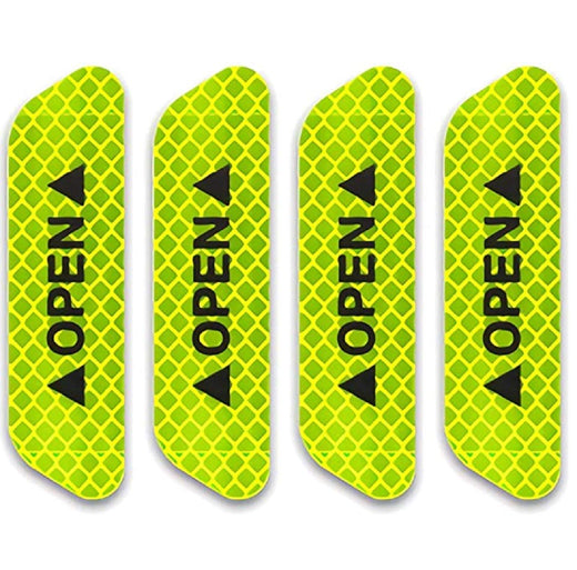 Green Car Door Open Reflective Warning Stickers - 4 Pcs