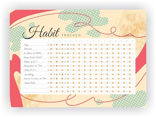 Habit Tracker Calendar - Inspirational Habit Journal - 12 Sheets Daily Habit Tracker Journal and Goal Board - Motivational Goal Journal - Great Tool For Productivity And Workout (Design-25) image 1