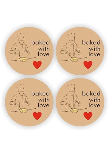 Kraft, 80 Pieces, 2inches, Round, Unique Designs, Self-Adhesive Stickers Labels Roll Decor Tags for Baking Packages, Homemade Gifts, Small Business Supplies
