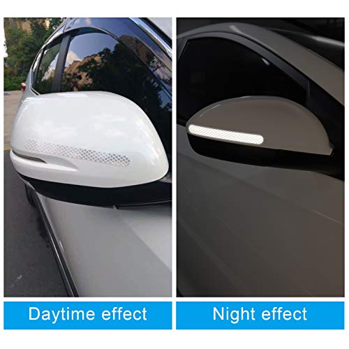2pcs Rearview Mirror Sticker, Automotive Reflective Stickers Mirror Protection Car Rear View Mirror Stickers Night Light Warning Strip image 7