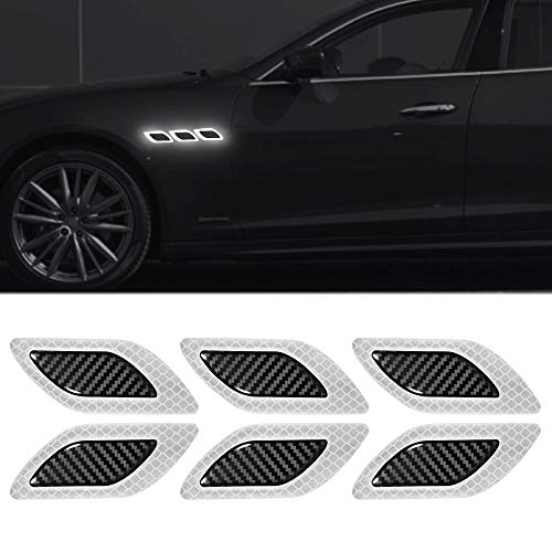 6Pcs 3D Strong Reflective Stripe Sticker for Car Fender Hood Bumper High-Intensity Night Visibility Reflective Decal Safety Warning Diamond Grade Carbon Fiber Universal for Car SUV image 1