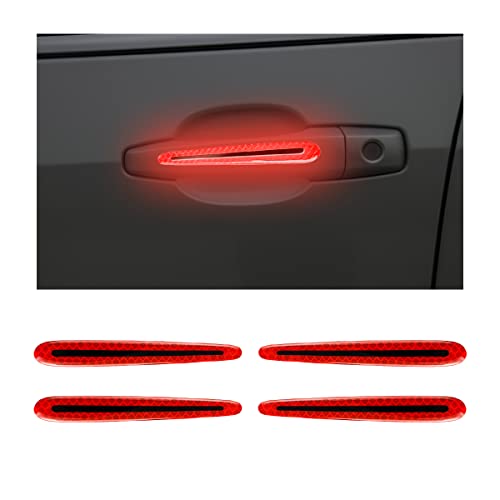 4PCS Car Door Handle Protector Reflective Stickers, 3D Car Door Handle Cup Scratches Protective Films, Night Visibility Safety Warning Decal image 11