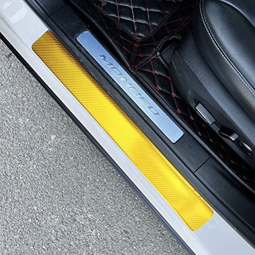 4Pcs 23.6Inch Car Door Sill Protector, Automotive Door Sill Scuff Plate Film Carbon Fiber Vinyl Wrap Stickers, Anti Scratch Entry Guard image 3