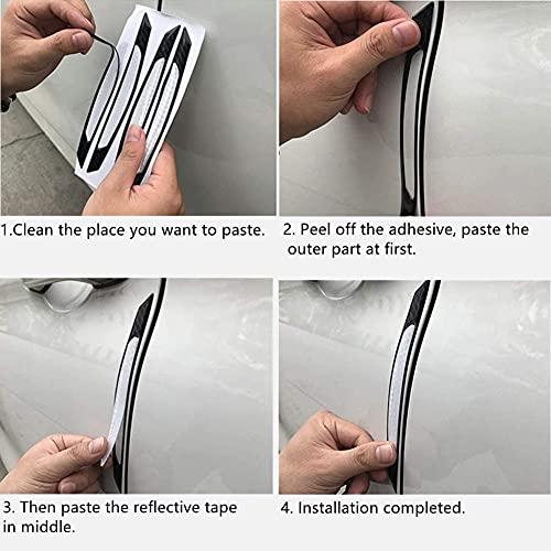 4Pcs Reflective Car Door Edge Guard Stickers Carbon Fiber Auto Car Door Edge Bump Protector Sticker image 12